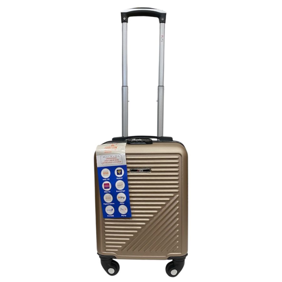 Чемодан Easy Move 002 мини XS 40x30x20 см, ABS, 4 колеса, кодовый замок, 20 л, Шампань