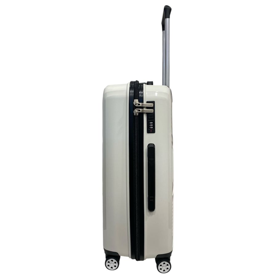 Чемодан Madisson Snowball 53103 большой L, 102 л, полипропилен, 4 колеса 360°, кодовый замок, 74x50x30 см Белый