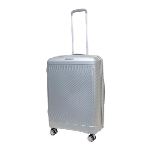 Чемодан средний Snowball 49703 из полипропилена 68+13 л 65×46×25 см Серебряный