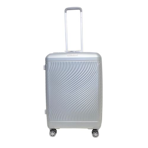 Чемодан средний Snowball 49703 из полипропилена 68+13 л 65×46×25 см Серебряный