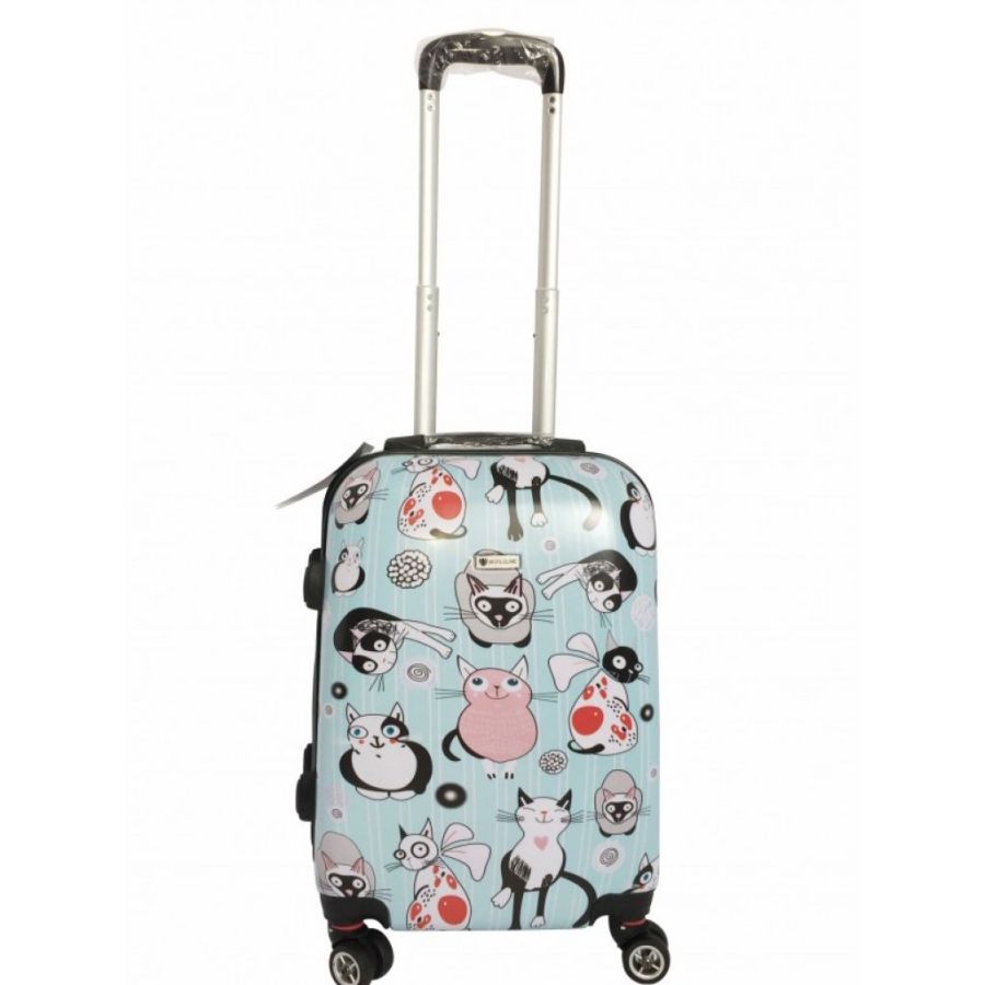 Чемодан Worldline Airtex 809 Cat поликарбонат 55×39×20 см 35 л S Голубой