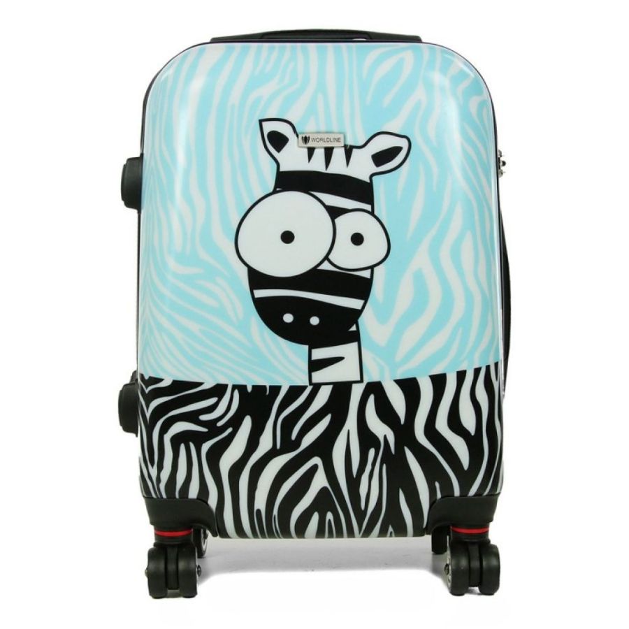 Чемодан маленький Worldline Airtex 809 Zebra поликарбонат 55×39×20 см 35 л Голубой