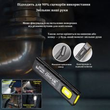 Мини-фонарь WS-D057 COB 550 lm, ультратонкий 8 мм, Type-C, магнит/клипса, 5 режимов, до 6 часов