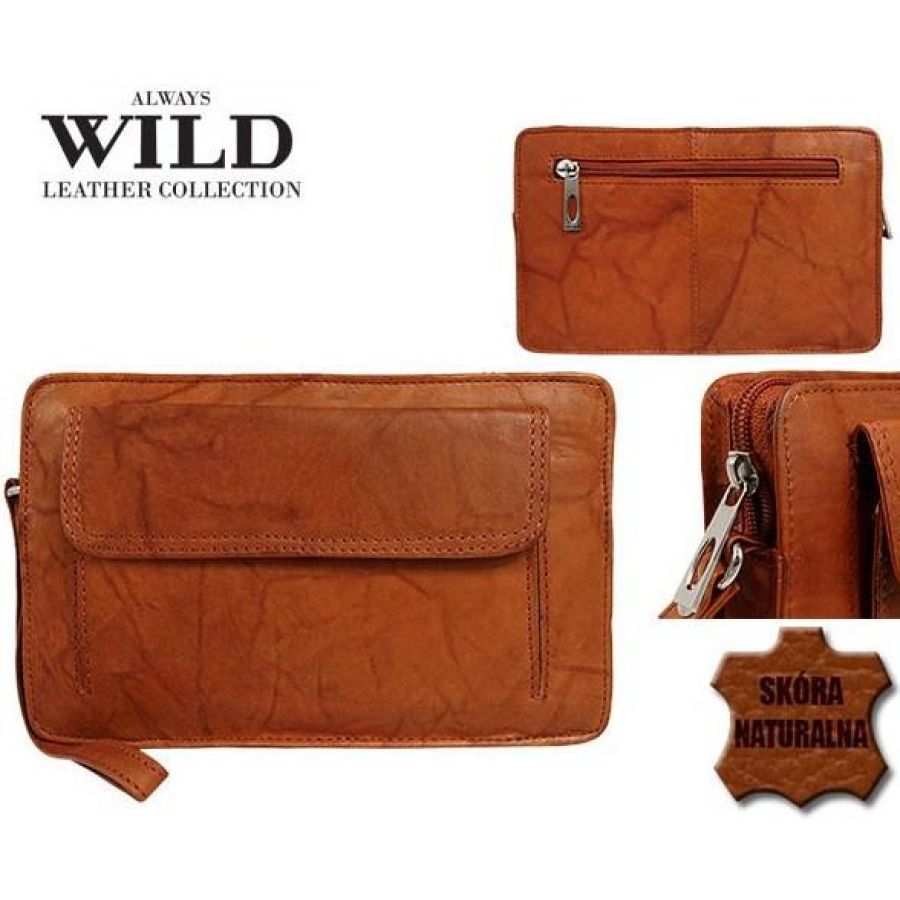 Мужская кожаная барсетка-клатч Always Wild 1264BS Рыжий