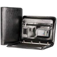 Деловая папка из эко кожи с калькулятором AMO SSBW02 Черная