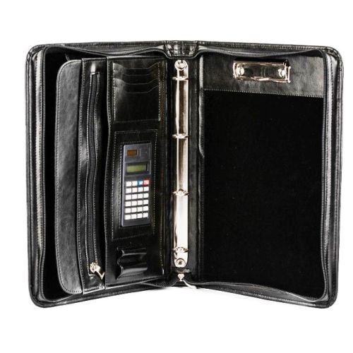 Деловая папка с калькулятором из эко кожи AMO SSBW04 Черная