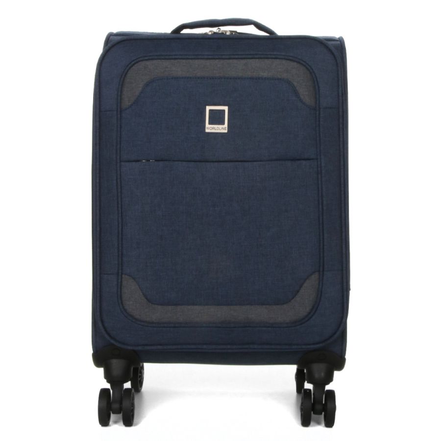 Чемодан Малый (S) тканевый Ручная кладь Airtex Worldline Tirana 608 на 4 колесах 55x35x20см 30л Синий