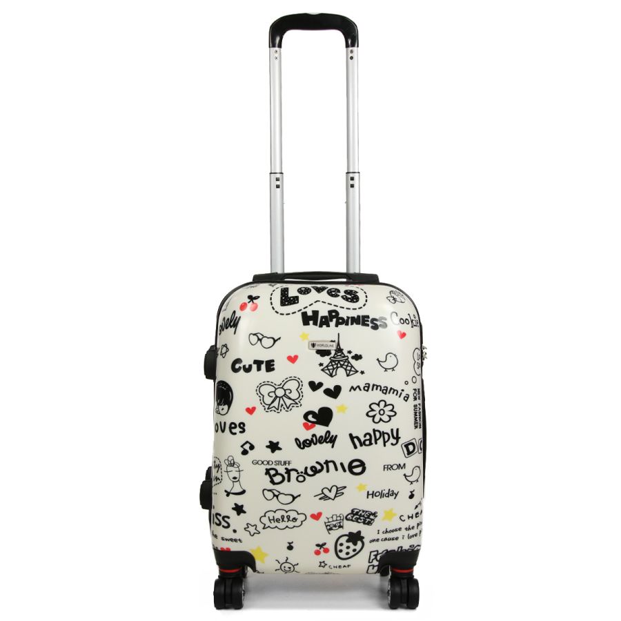 Чемодан Малый (S) Поликарбонат под Ручную кладь Worldline Airtex 809 Love 44 л 54x35x23 см Разноцветный
