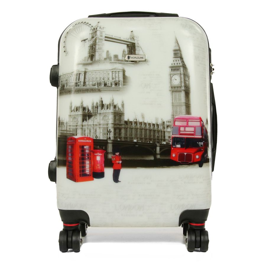 Чемодан Малый (S) Поликарбонат под Ручную кладь Worldline Airtex 809 London 44 л 54x35x23 см Разноцветный