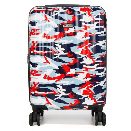 Чемодан Малый (S) Поликарбонат под Ручную кладь Airtex 960 Camo 35 л 54x35x20 см Милитари красный