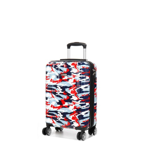 Чемодан Малый (S) Поликарбонат под Ручную кладь Airtex 960 Camo 35 л 54x35x20 см Милитари красный