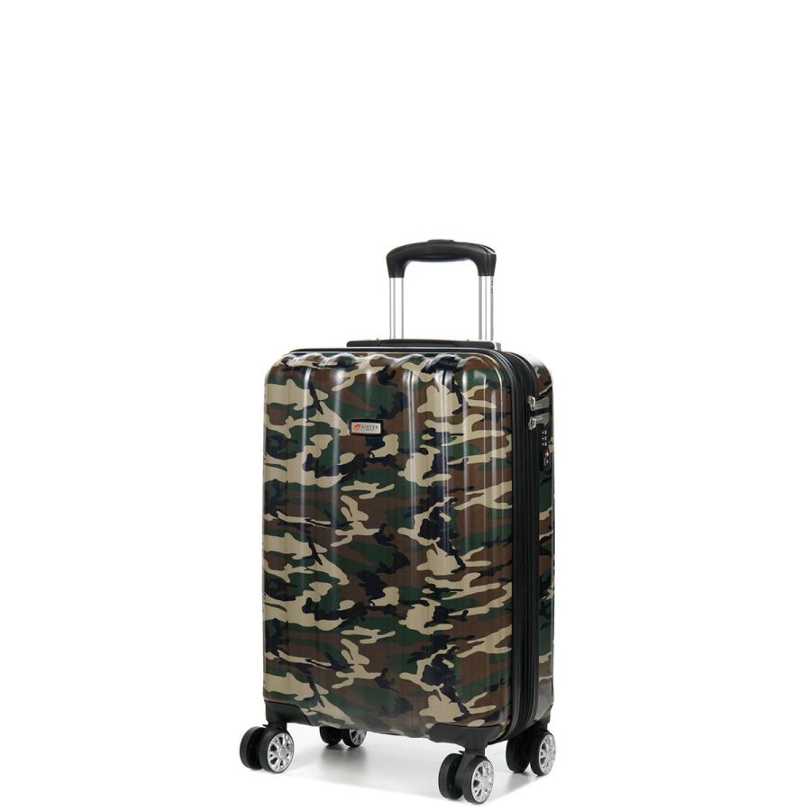 Чемодан Малый (S) Поликарбонат под Ручную кладь Airtex 960 Camo 35 л 54x35x20 см Милитари хаки
