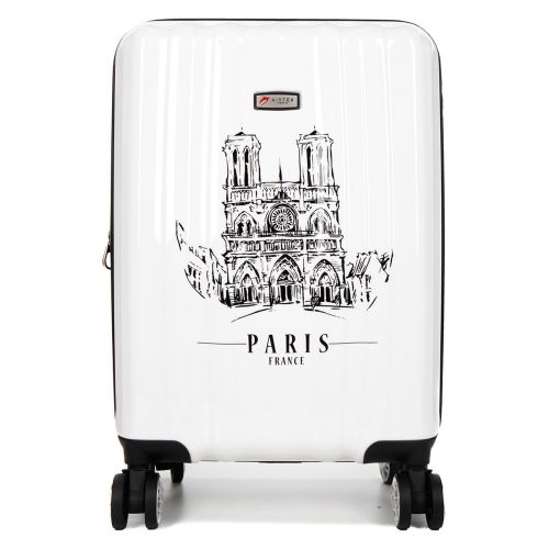 Чемодан Малый (S) Поликарбонат под Ручную кладь Airtex 960 Notre Dame 35 л 54x35x20 см Белый