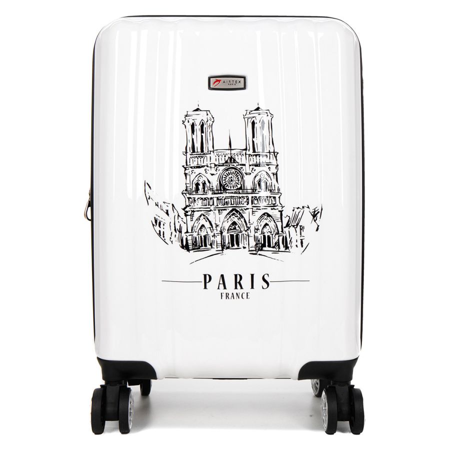 Чемодан Малый (S) Поликарбонат под Ручную кладь Airtex 960 Notre Dame 35 л 54x35x20 см Белый
