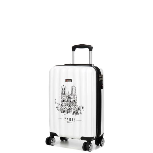 Чемодан Малый (S) Поликарбонат под Ручную кладь Airtex 960 Notre Dame 35 л 54x35x20 см Белый