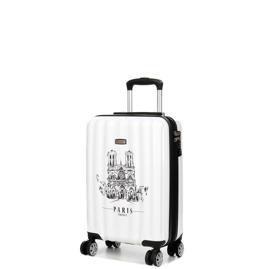 Чемодан Малый (S) Поликарбонат под Ручную кладь Airtex 960 Notre Dame 35 л 54x35x20 см Белый