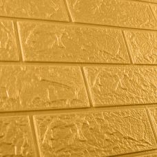Самоклеющаяся декоративная 3D панель под кирпич золото 700х770х3мм