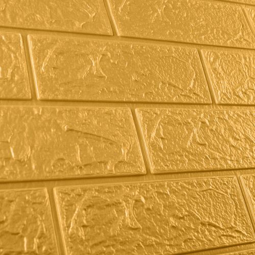 Самоклеющаяся декоративная 3D панель под кирпич золото 700x770x3мм