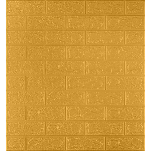 Самоклеющаяся декоративная 3D панель под кирпич золото 700x770x3мм
