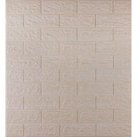 Самоклеющаяся декоративная 3D панель под светло-бежевый кирпич полоска 700х770х5мм