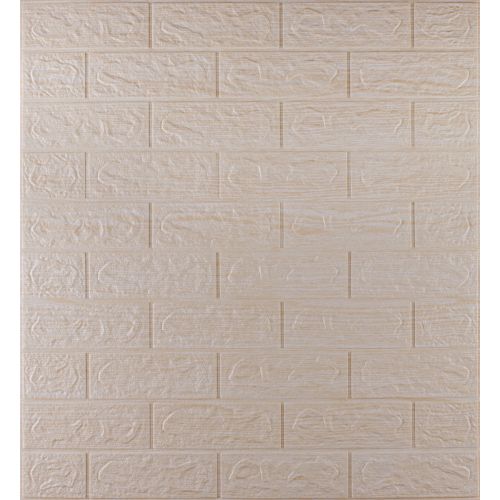 Самоклеющаяся декоративная 3D панель под светло-бежевый кирпич полоска 700x770x5мм