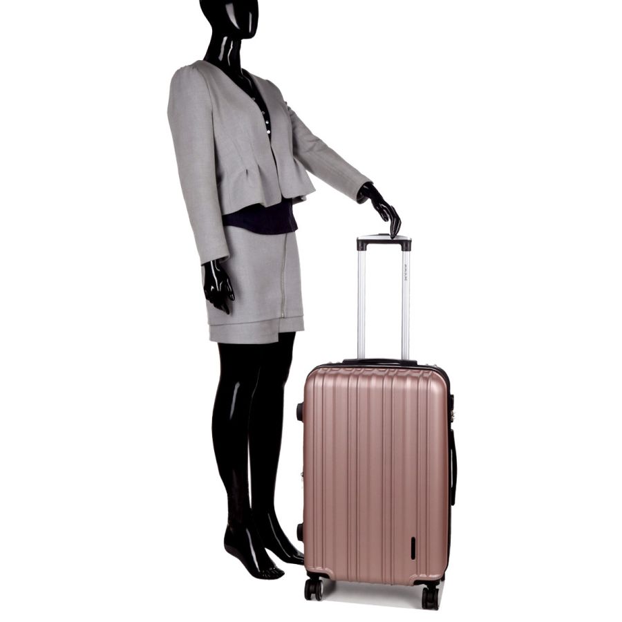 Чемодан поликарбонат Средний (M) Airtex 623 70л 66x42x26см Розовое золото (Rose gold)
