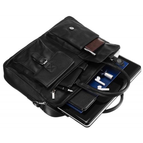 Мужская кожаная сумка-портфель для ноутбука 14 дюймов Always Wild LAP15602NDM Черная