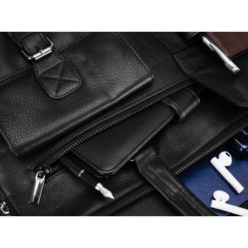 Мужская кожаная сумка-портфель для ноутбука 14 дюймов Always Wild LAP15602NDM Черная