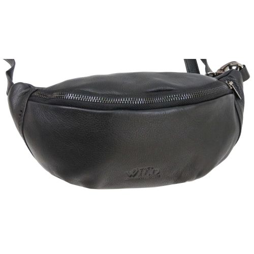 Кожаная сумка на пояс бананка Always Wild 106NDM Черная