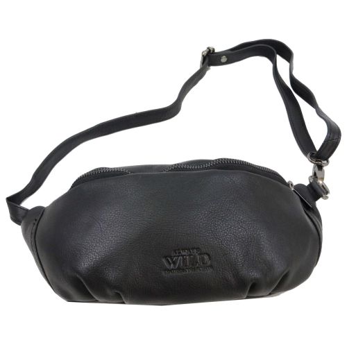Кожаная сумка на пояс бананка Always Wild 106NDM Черная