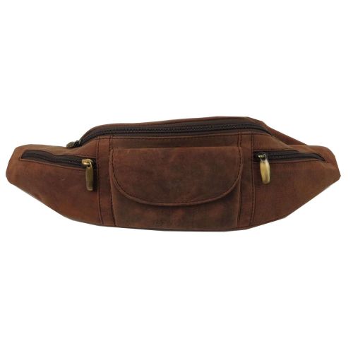 Кожаная сумка на пояс, бананка  Always Wild SP01CH коричневая