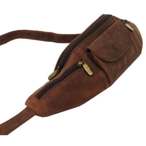 Кожаная сумка на пояс, бананка  Always Wild SP01CH коричневая