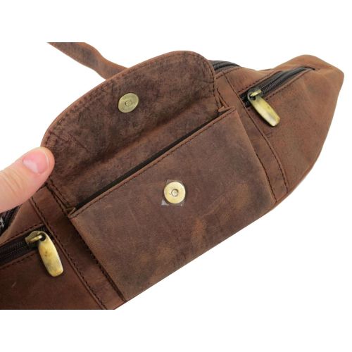 Кожаная сумка на пояс, бананка  Always Wild SP01CH коричневая