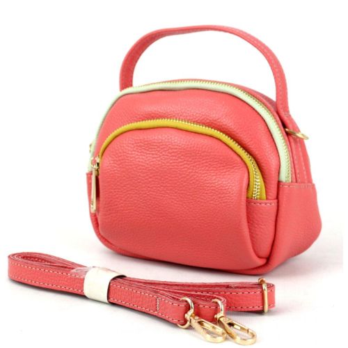 Небольшая кожаная женская сумка Borsacomoda 818.031 Коралловая