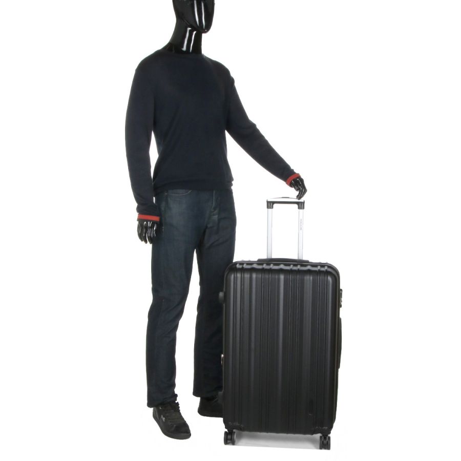 Чемодан поликарбонат Большой (L) Airtex 623 98л 76x49x29см Черный (Black)