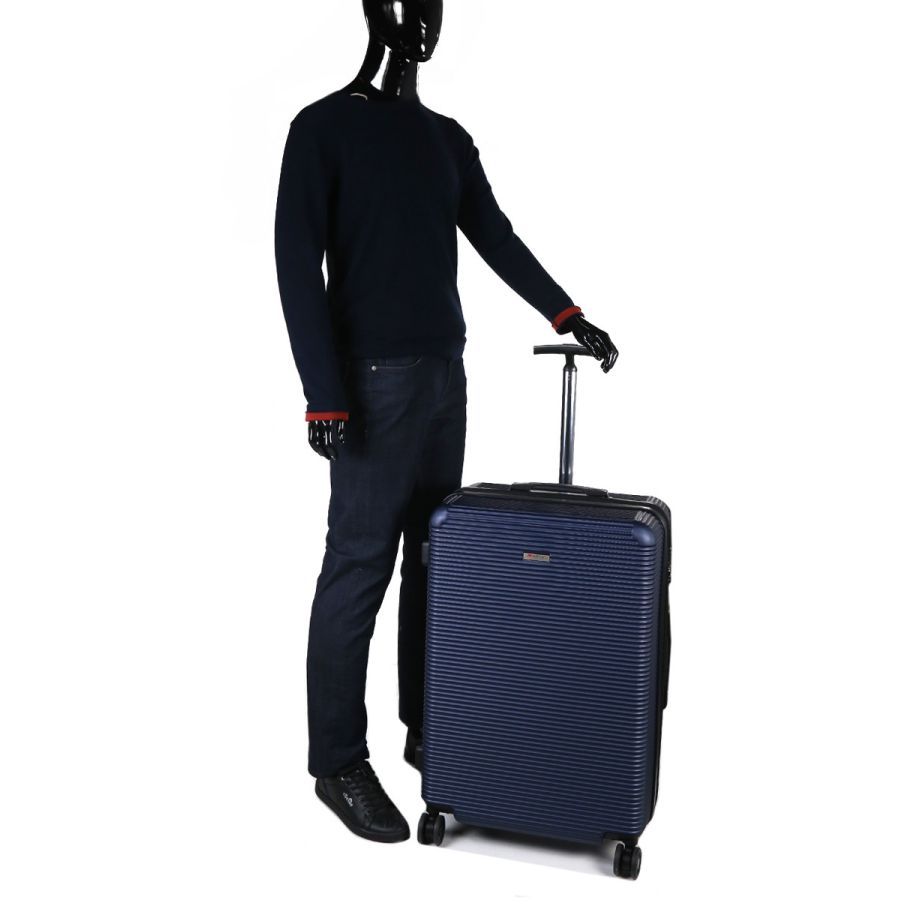Чемодан дорожный Гигант (XL) поликарбонат Airtex 968 110л 75х50х30 см Темно-синий (Dark blue)