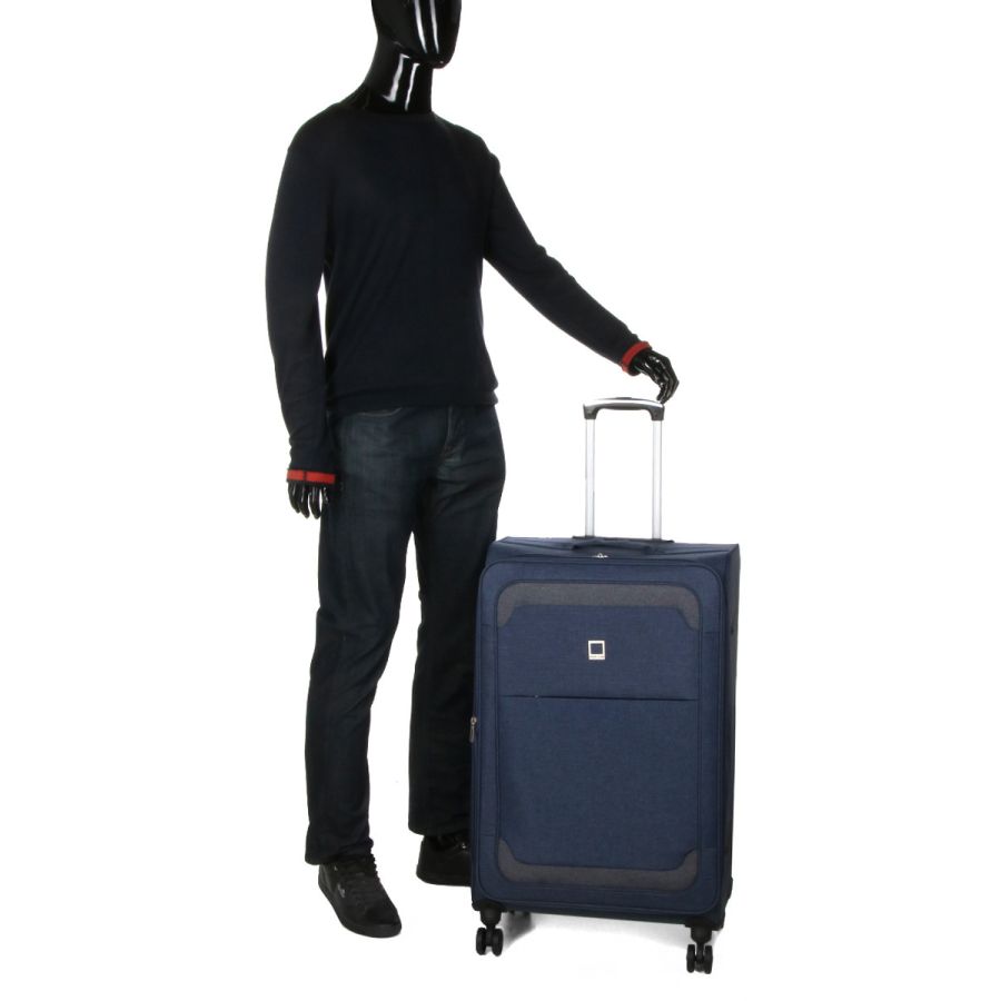 Чемодан Гигант (XL) тканевый Airtex Worldline Tirana 608 на 4 колесах 75x46x28см 100л Синий